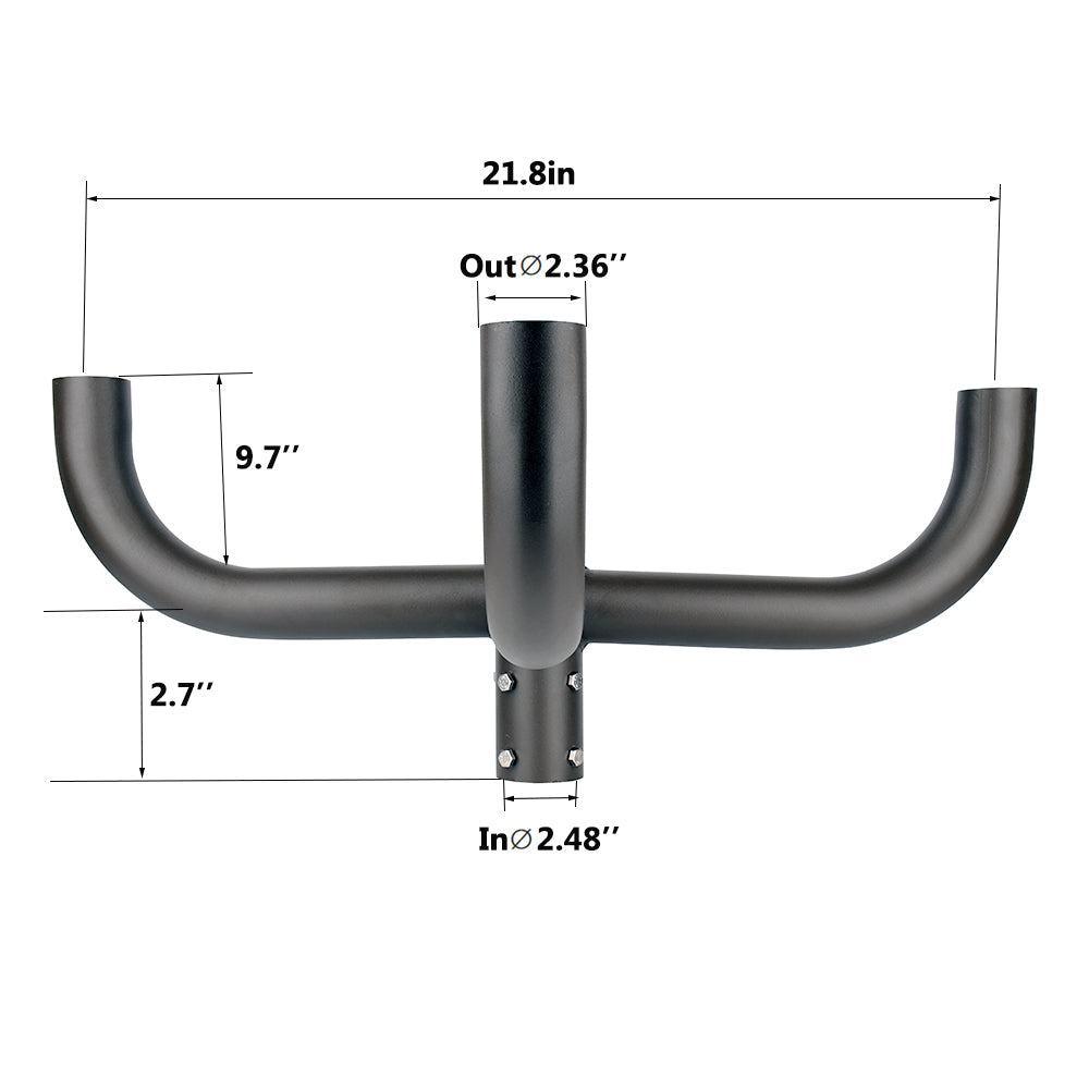 90 Degree Quad Round Bullhorn Tenon for 4 Lighting Fixture with 2-3/8" Slip Fit Mount,Big Size Quad Spoke Bracket for LED Parking Lot Area light