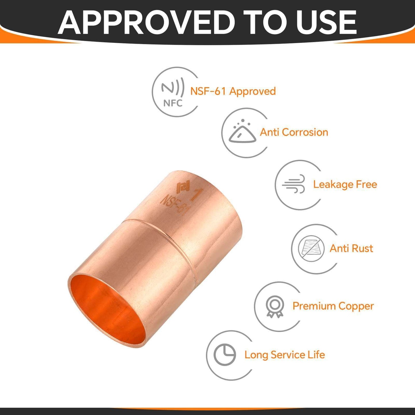 1" Copper Coupling With Rolled Stop
