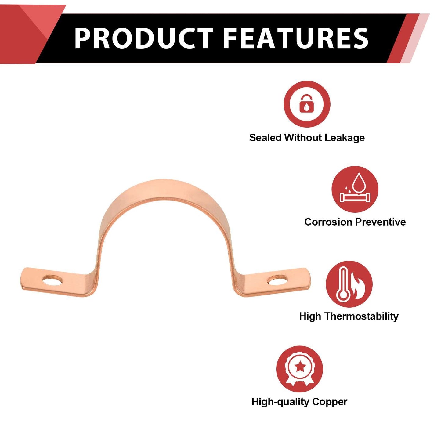 1-1/2" Copper Pipe Straps, Two Hole