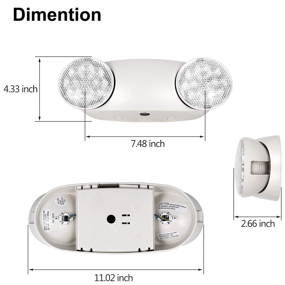 LED Emergency Bug Eye Lights with 90min Battery Backup,Commercial Emergency Light,Two Adjustable LED Light Head,120-277V AC, ETL Certified-14 Pack