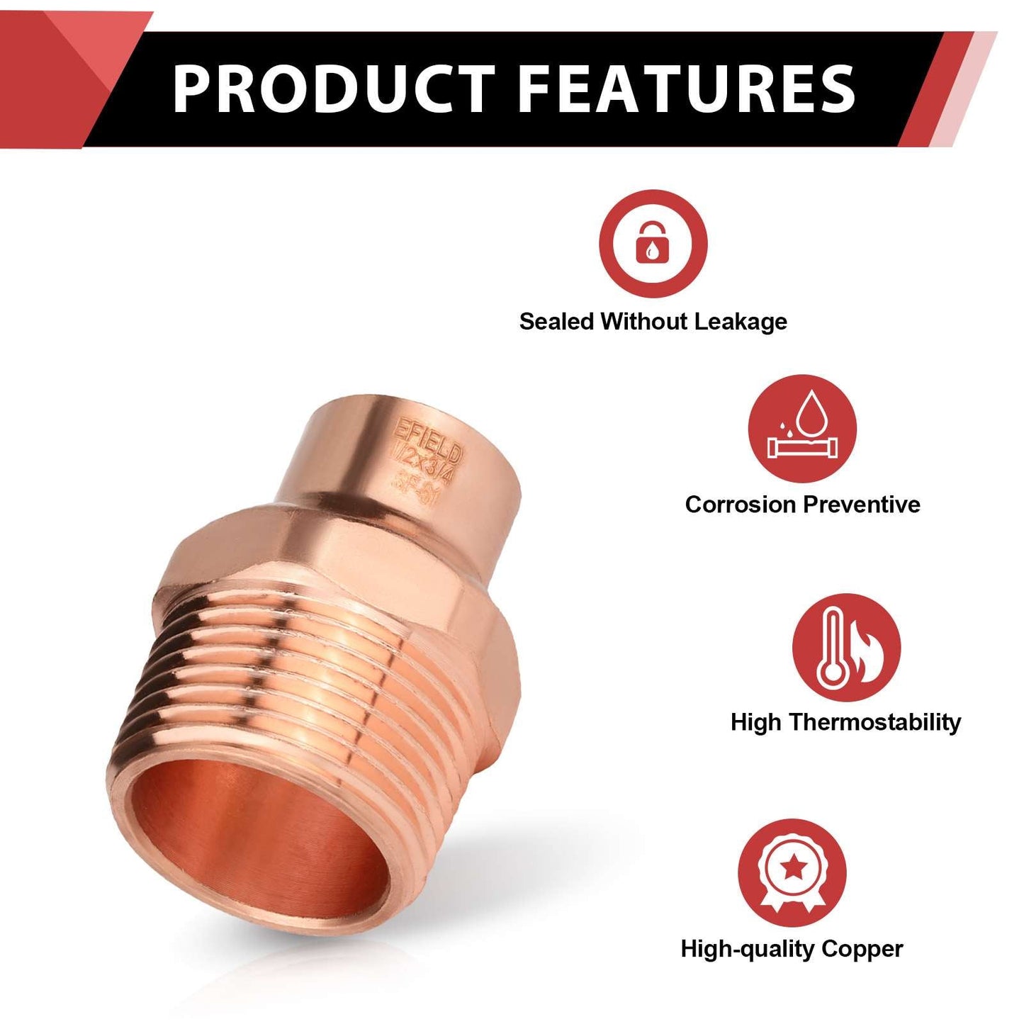 1/2" C x 3/4" MNPT Copper Male Adapter