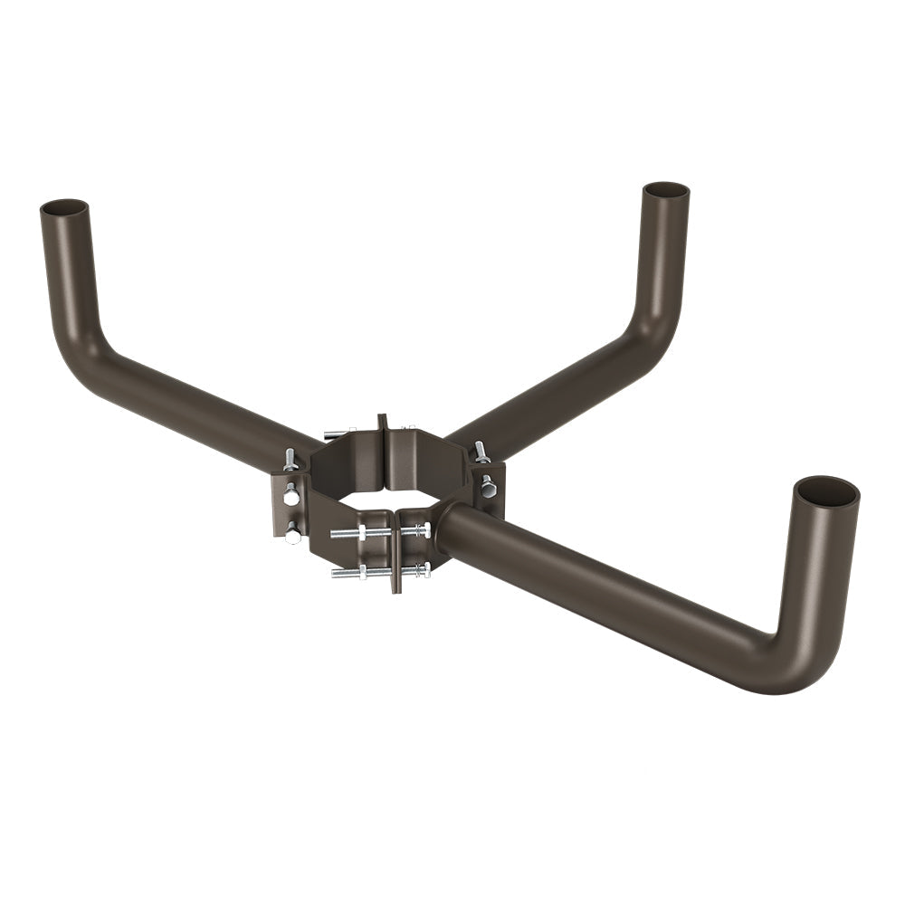 Steel Wrap Around Brackets for 7-10 inch Wood or Concrete Poles, Bronze Wood Pole Side Mounts with 2-3/8" Tenon for Street Lights