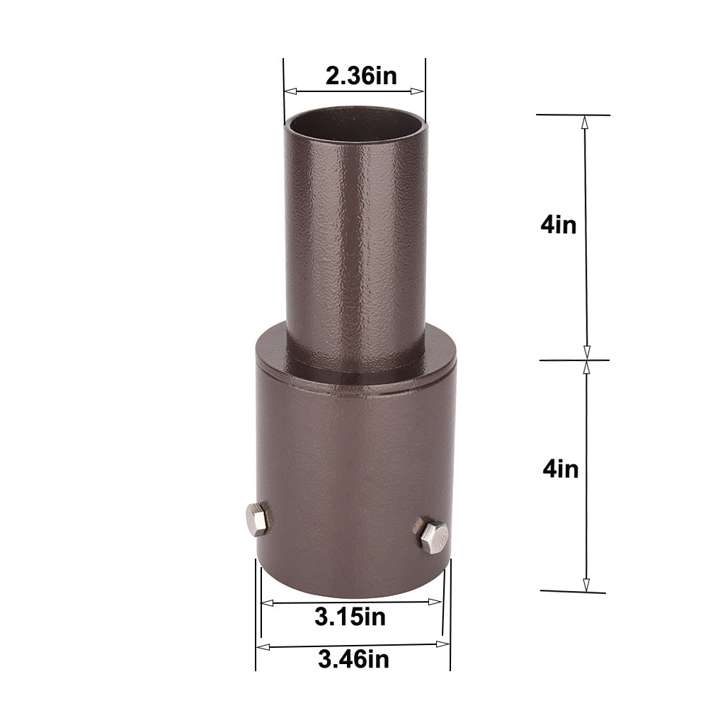 Tenon Adapter for 3 inch Round Pole, Single Vertical Bracket Adapter 3'' Round Pole for 2-3/8in Slip Fit LED Shoebox Parking Lot Pole Light