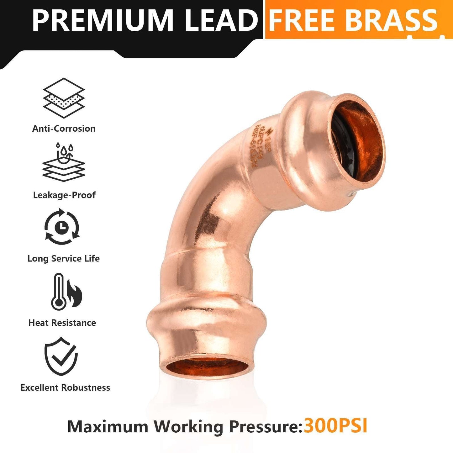 1/2" Press Copper 90° Elbow (Lead Free)