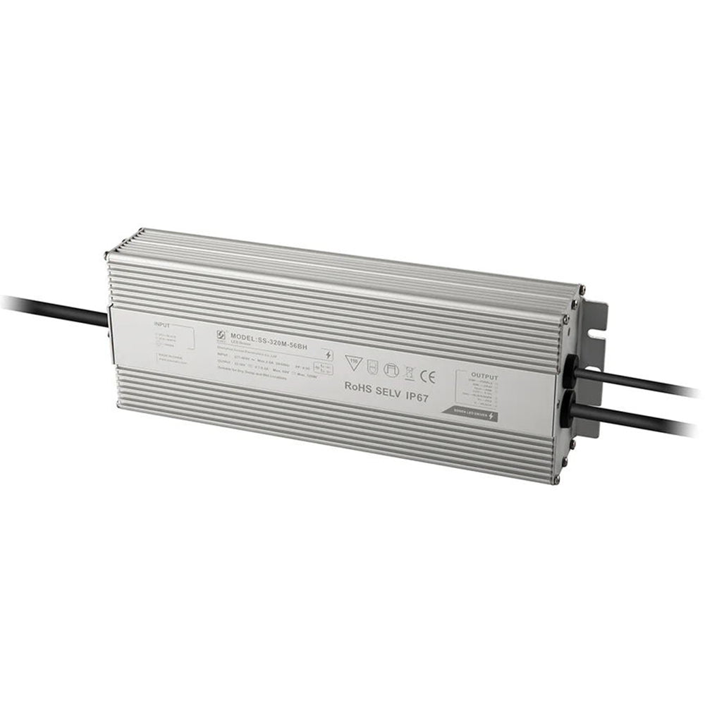 Sosen SS-320M-56BH 320W LED Driver Power Supply Transformer 277-480V AC to 32-56V DC Low Voltage Output IP67 Waterproof 0-10V Dimmable LED Drivers