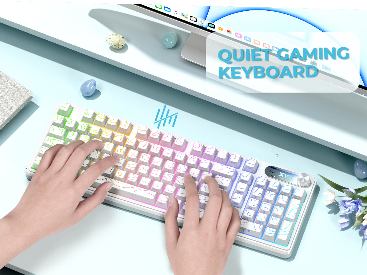 XVX K98 Silent Key Tri-Mode 100% Membrane Keyboard with Topography pattern keycaps