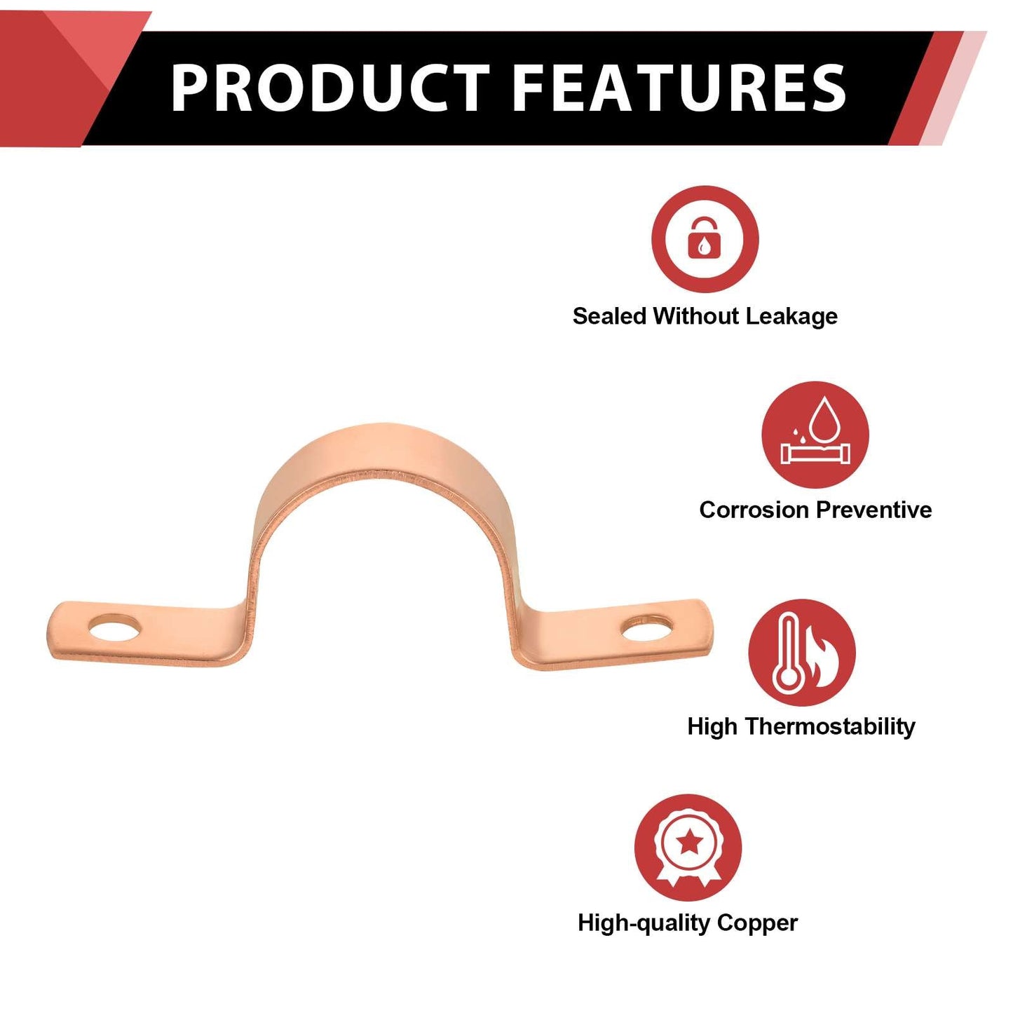 1-1/4" Copper Pipe Straps, Two Hole