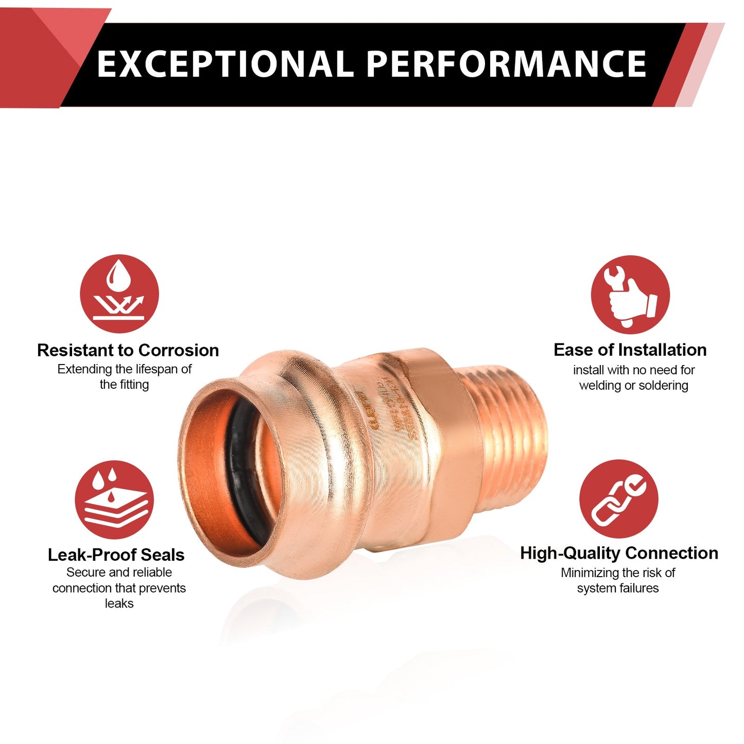 1" Press Copper x 3/4" Male Threaded Adapter (Lead Free)