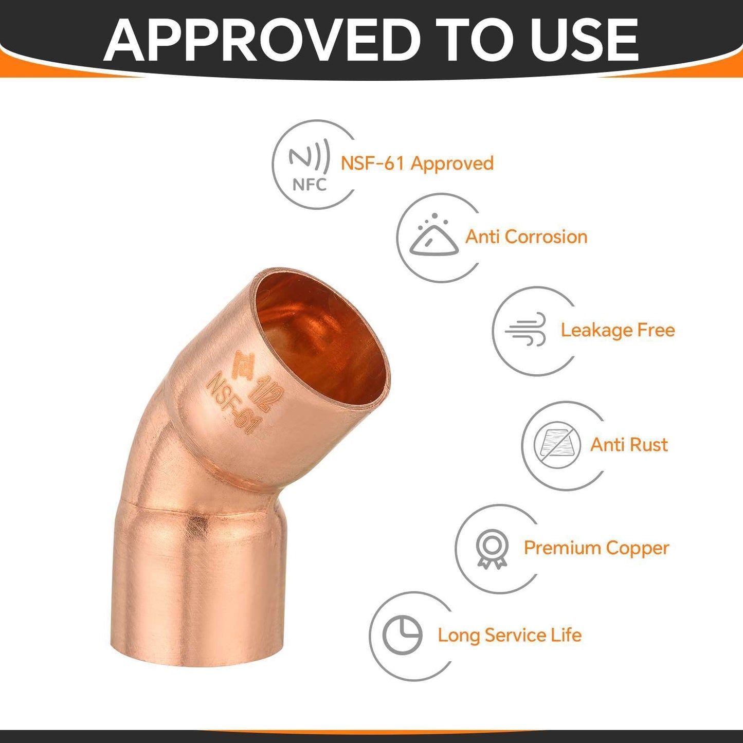 1/2" 45º Copper Elbow