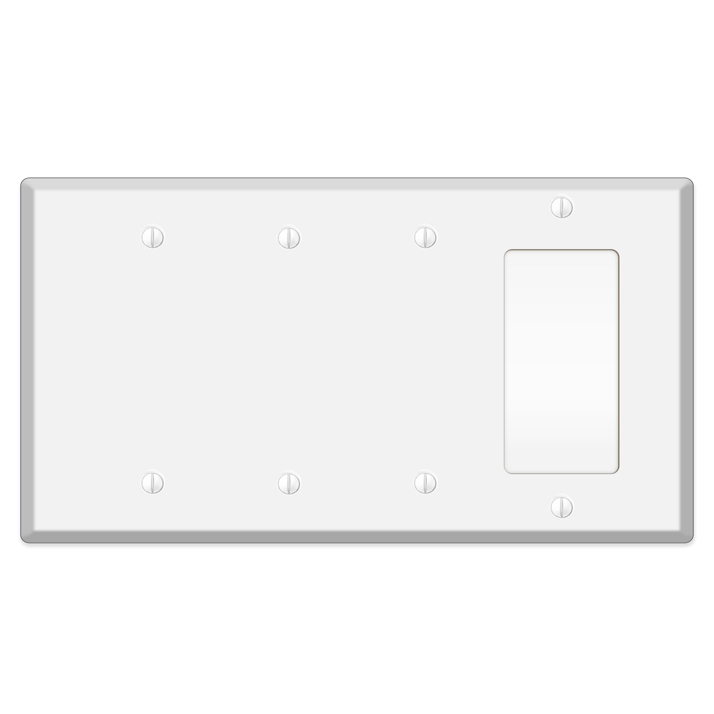 4-Gang White Metal Wall Plate – 1 GFCI/Decora & 3 Blank – Made in USA - Standard Size