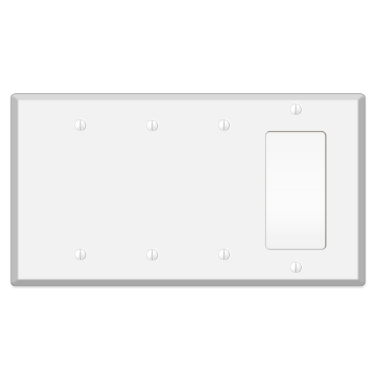 4-Gang White Metal Wall Plate – 1 GFCI/Decora & 3 Blank – Made in USA - Standard Size
