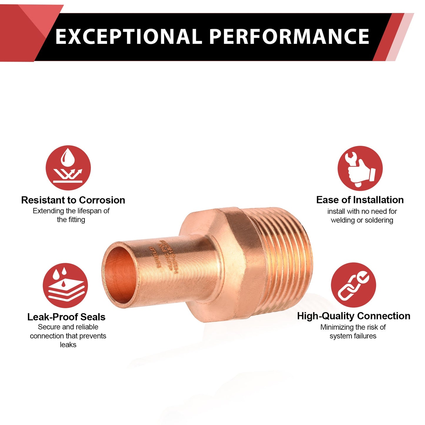 1/2" FTG Press x 3/4" Male Threaded Copper Street Adapter (Lead Free)