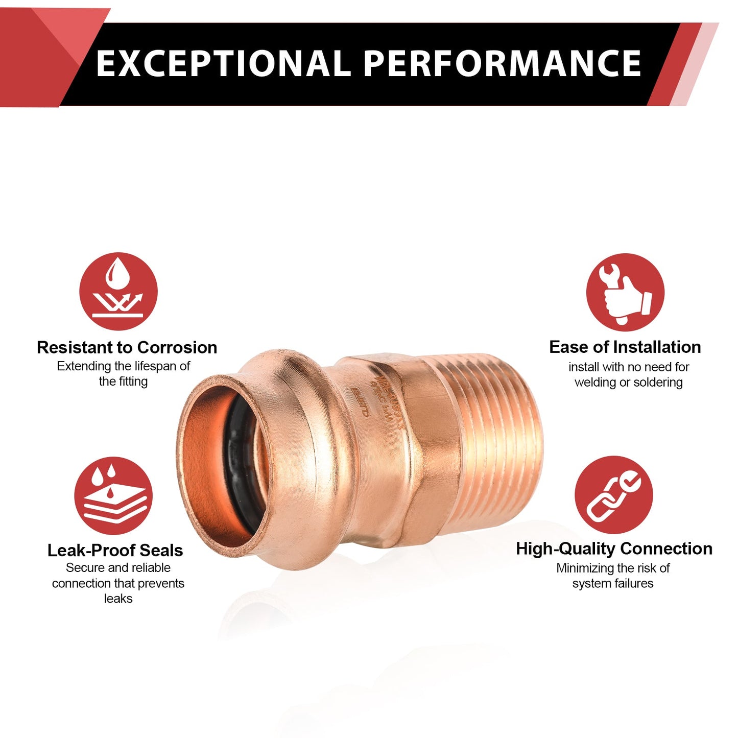 1/2" Press Copper x 1/2" Male Threaded Copper Adapter (Lead Free)