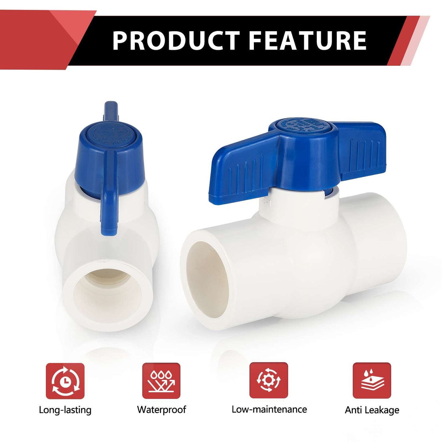 1-1/2" PVC Ball Valve, Solvent Weld, Sch. 40