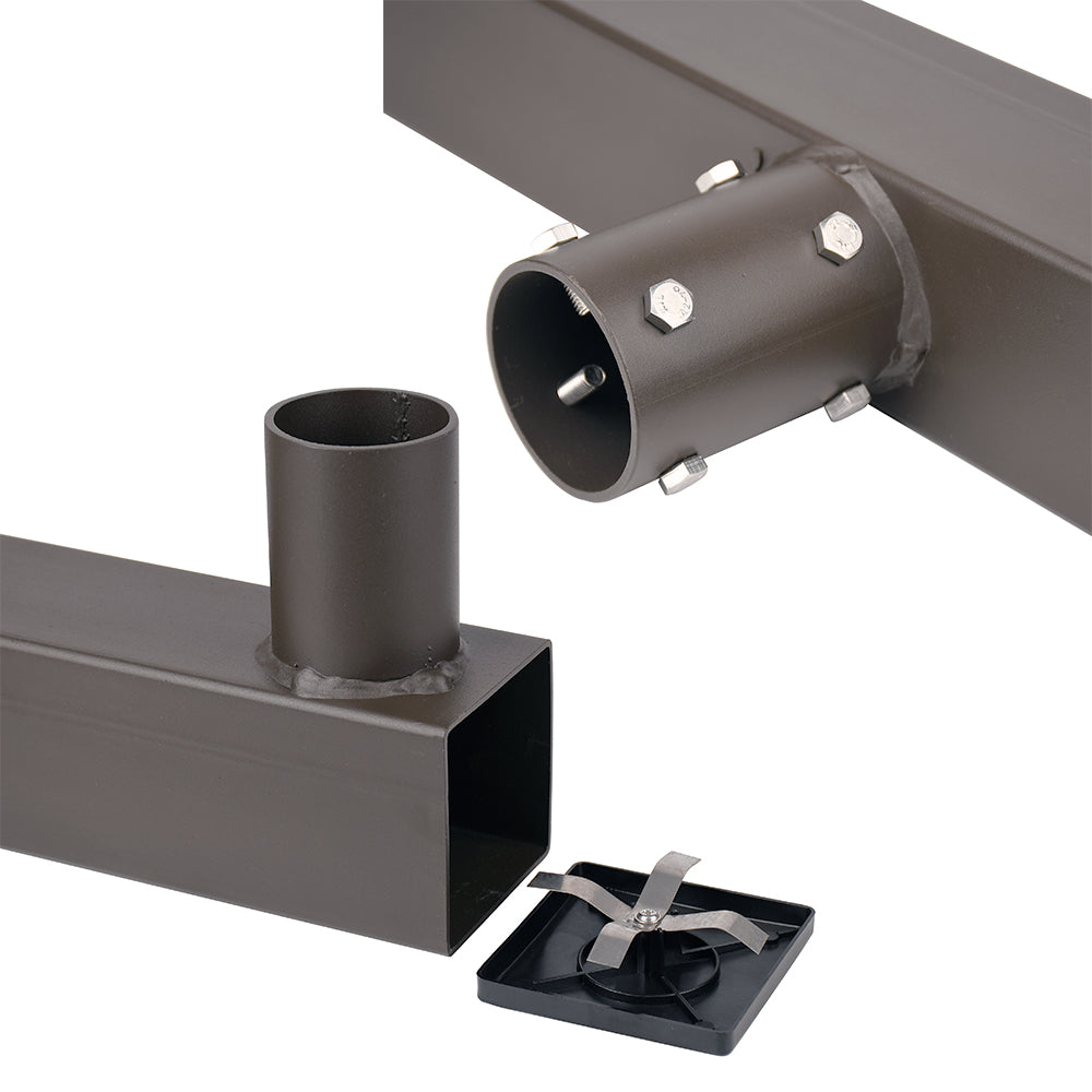 Bullhorn Tenon Adapter with 2 Arms for 2-3/8" LED Shoebox Parking Lot Pole Lights, Street Light & Area Light Heavy Duty Round Pole Mounting Bracket