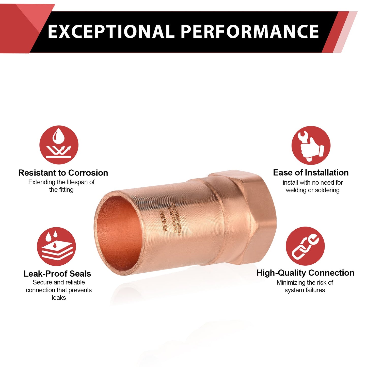 1" FTG Press x 3/4" Female Threaded Street Copper Adapter (Lead Free)