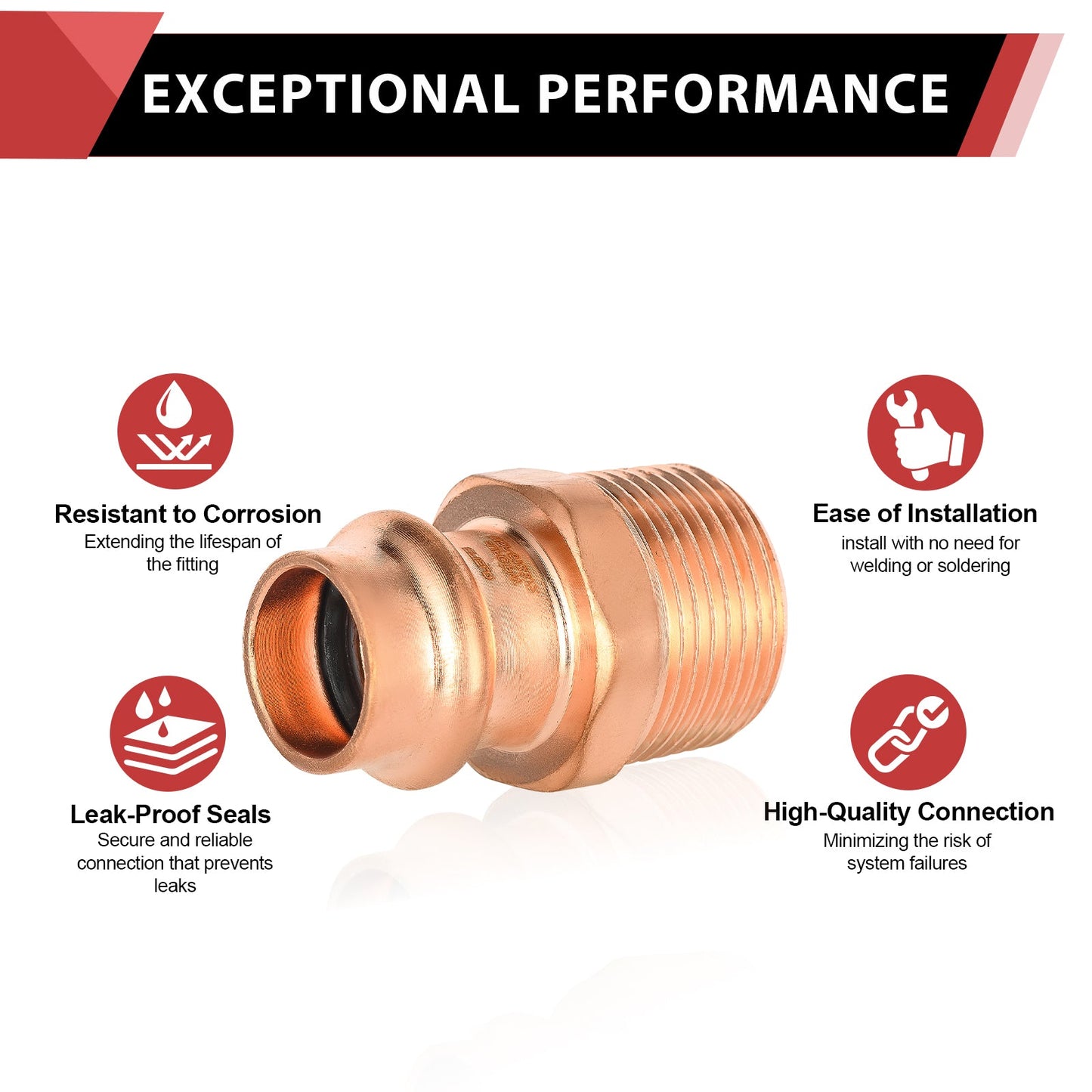 1/2" Press Copper x 3/4" Male Threaded Adapter (Lead Free)