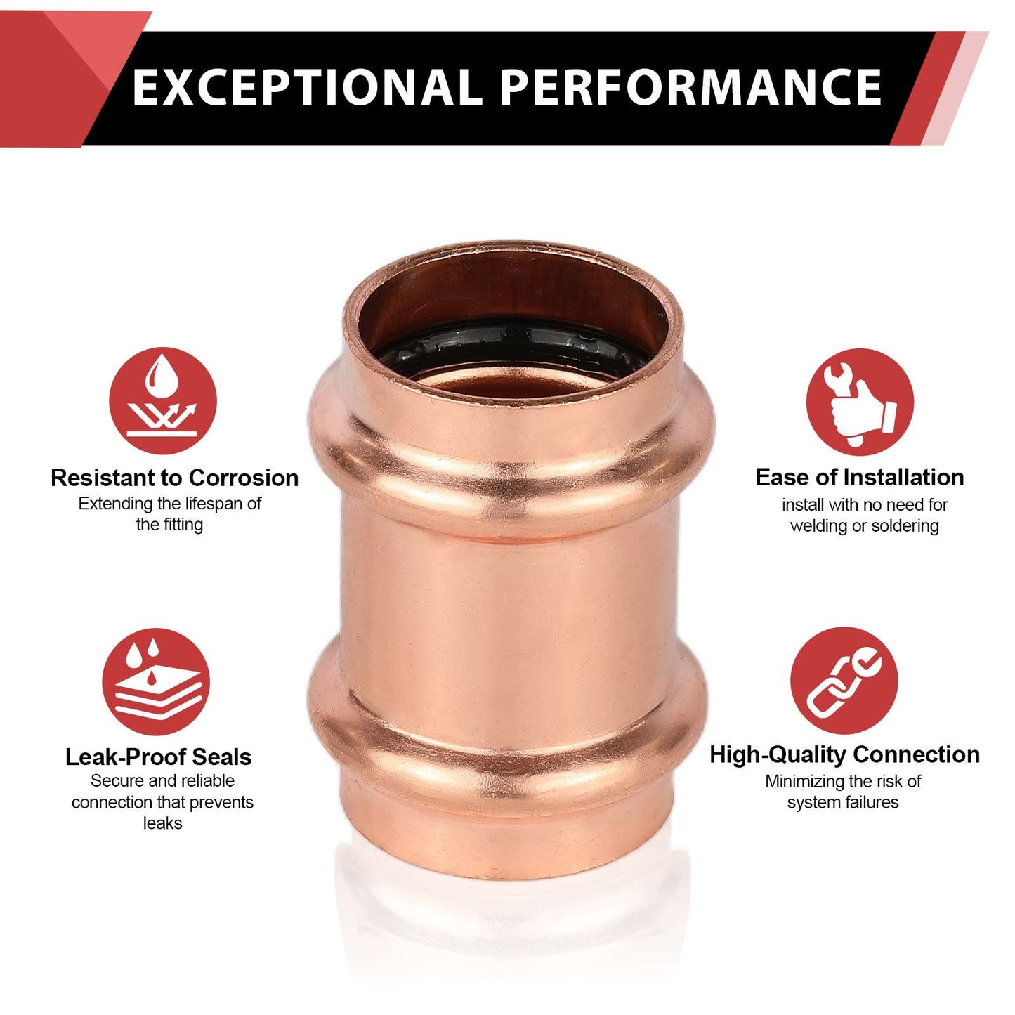 1" Press Copper Coupling NO Stop (Lead Free)