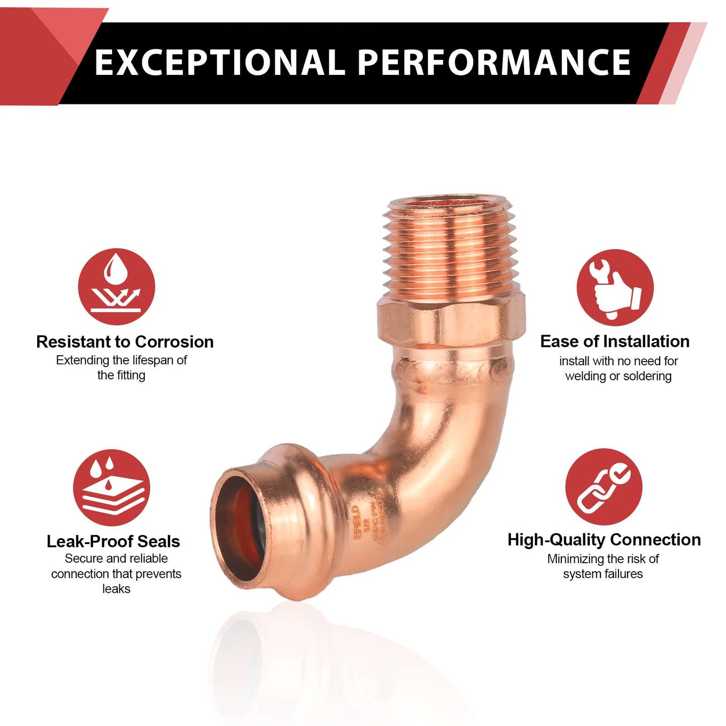 1/2" Copper Press Male Elbow (Lead Free)