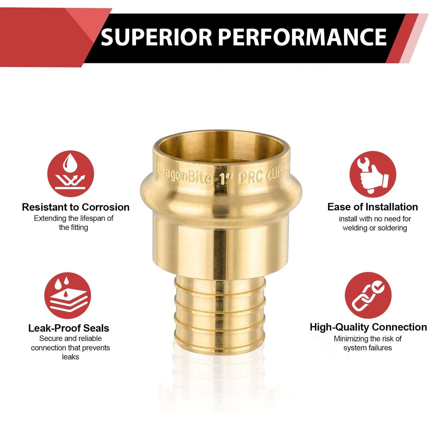 1" Press x 3/4" PEX Expansion Brass Adapter (Lead Free)