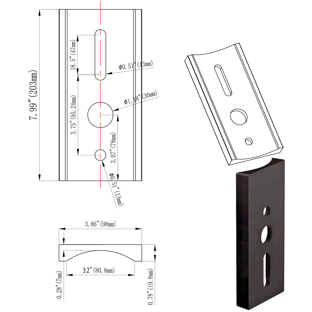 Round Bar Adaptror For LED Shoebox Parking Lot Area Light Mounting Bracket For Round Pole Installation
