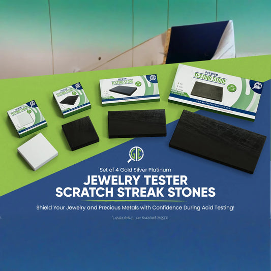 Set of 4 Gold Silver Platinum Jewelry Tester Scratch Streak Stones to use with Acid Test Kits 10K 14K 18K 22K 24K Minerals Precious Metals Detector