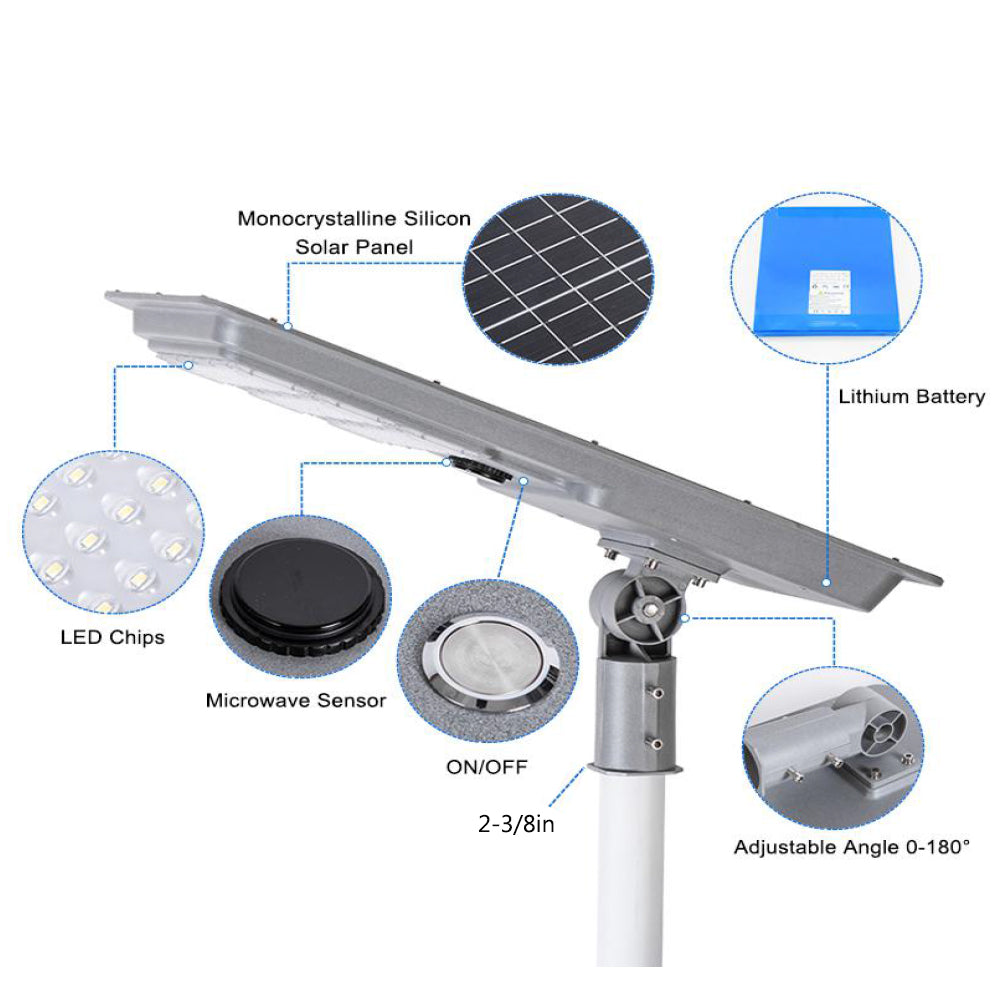 All in One Solar Street Light 50W 80W 100W Outdoor 5000K Daylight Motion Sensor Dusk to Dawn LED Security Flood Lights for Road CE RoHS
