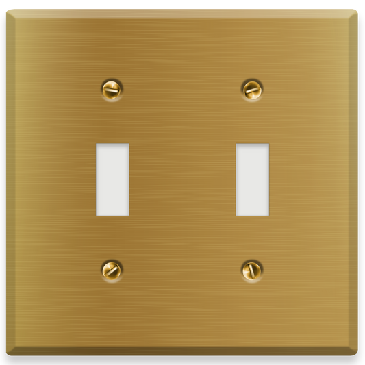 2-Gang Satin Brass Toggle Switch Wall Plate Cover