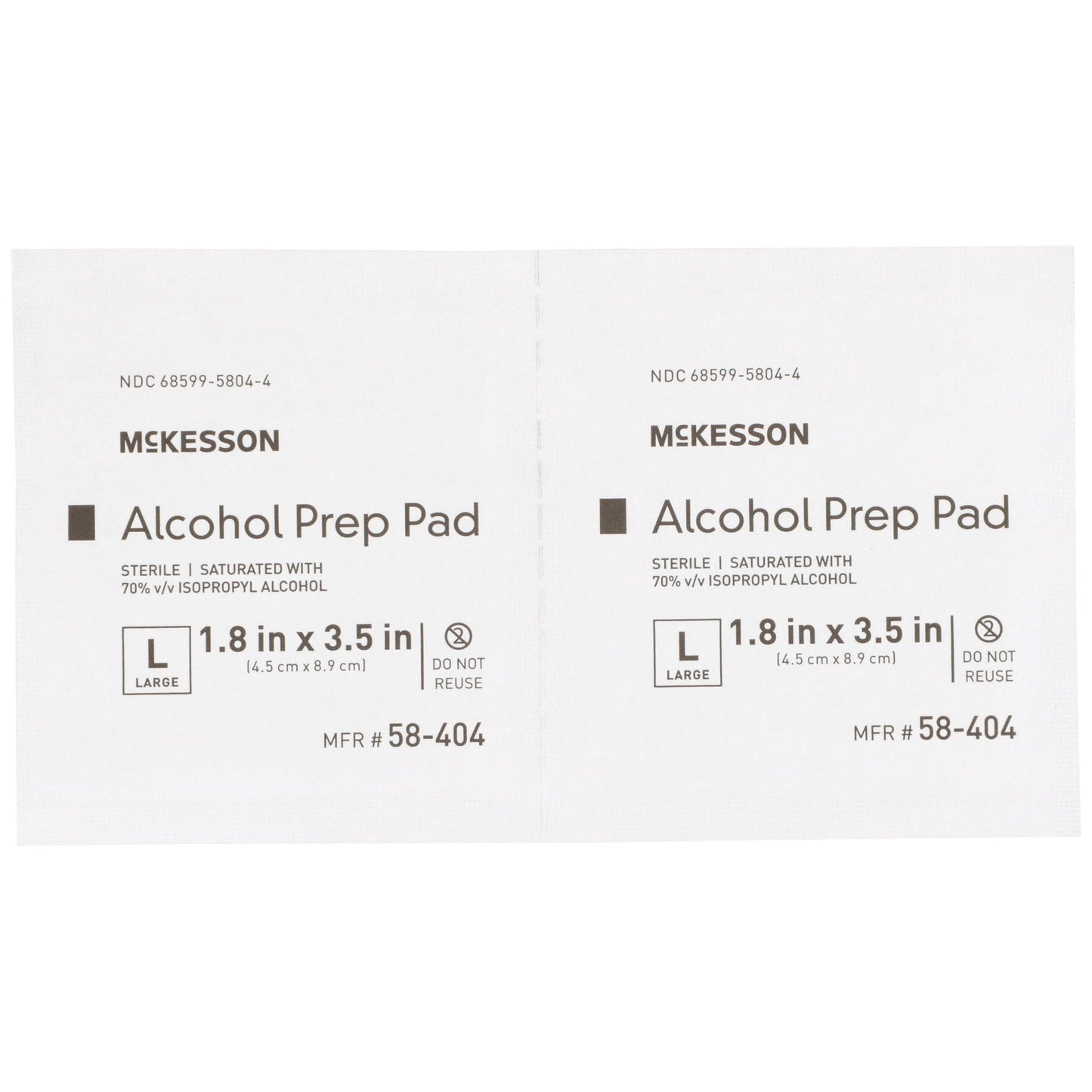 McKesson Alcohol Prep Pad Isopropyl Alcohol, 1-4/5 x 3-1/2 Inch 58-404