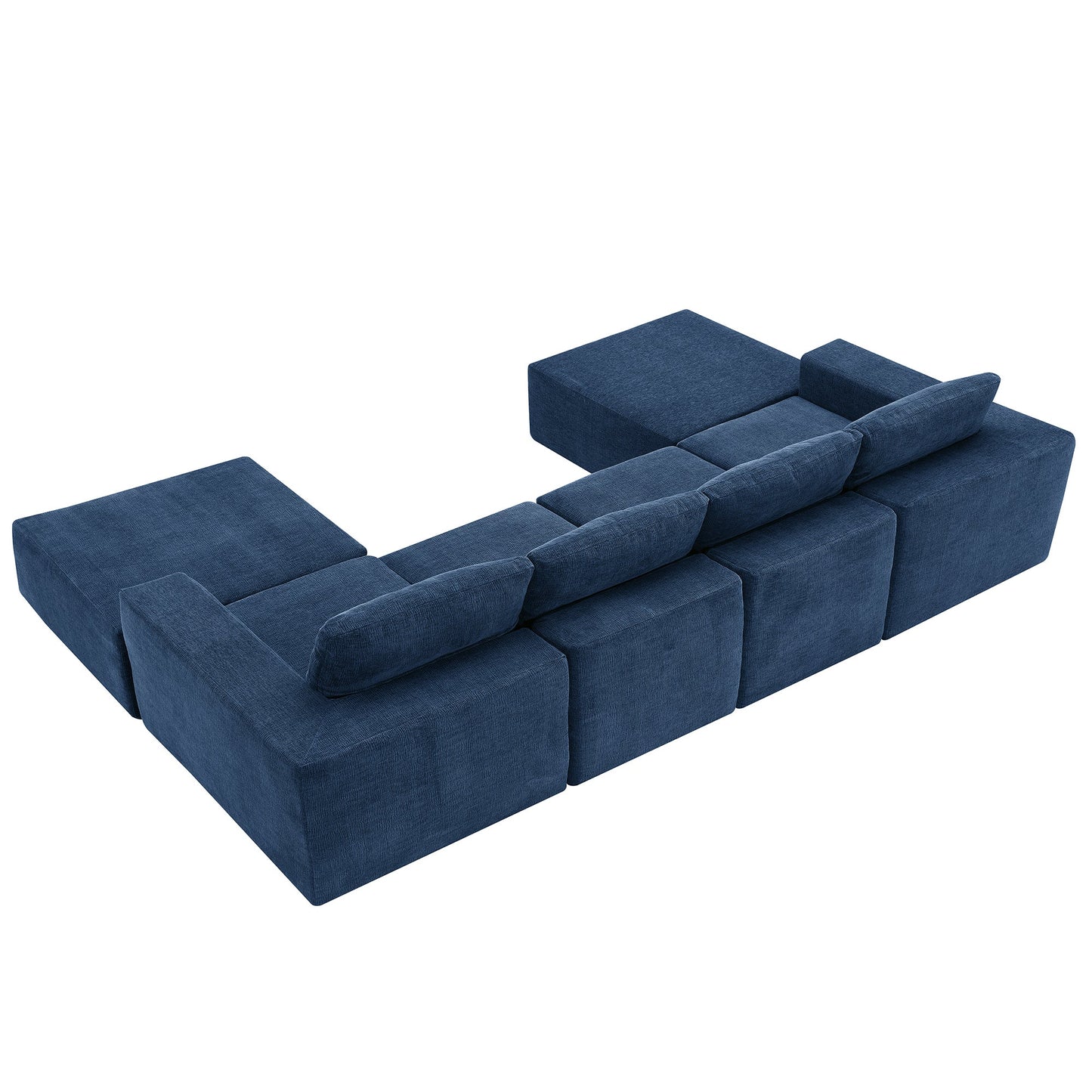 110*72' Modular U Shaped Sectional Sofa with Ottomans,Luxury Cloud Chenille Floor Couch with Deep Seat,No Assembly Required,Fully Compressed Upholstered Sofa for Living Room,Bedroom,3 Colors