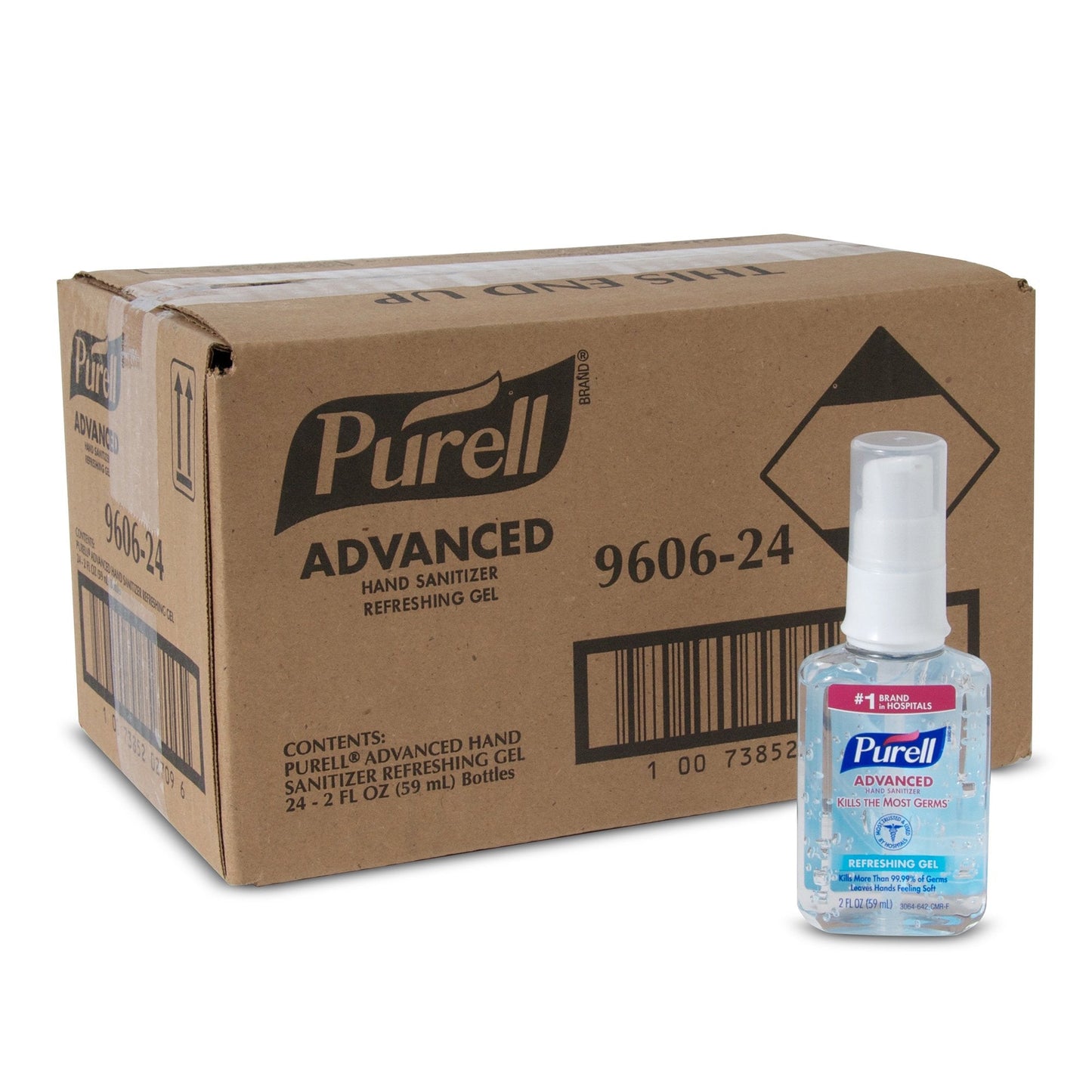 Purell® Advanced Hand Sanitizer 70% Ethyl Alcohol Gel, 2-ounce Pump Bottle 9606-24