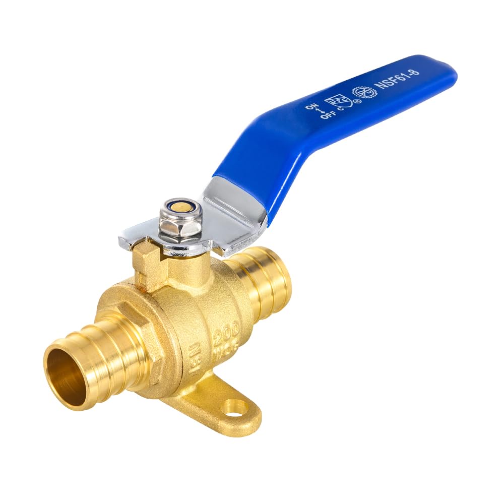 1" PEX Crimp Drop Ear Ball Valve, Blue (Lead Free)