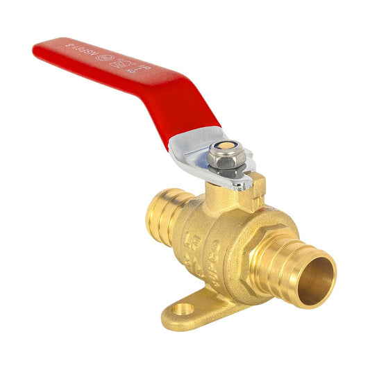 1" PEX Crimp Drop Ear Ball Valve, Red (Lead Free)