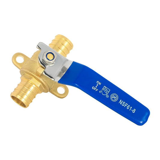 1" PEX Crimp Drop Ear Ball Valve, Blue (Lead Free)