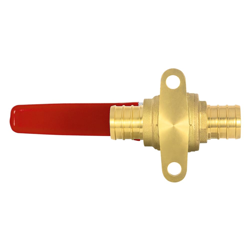 1" PEX Crimp Drop Ear Ball Valve, Red (Lead Free)
