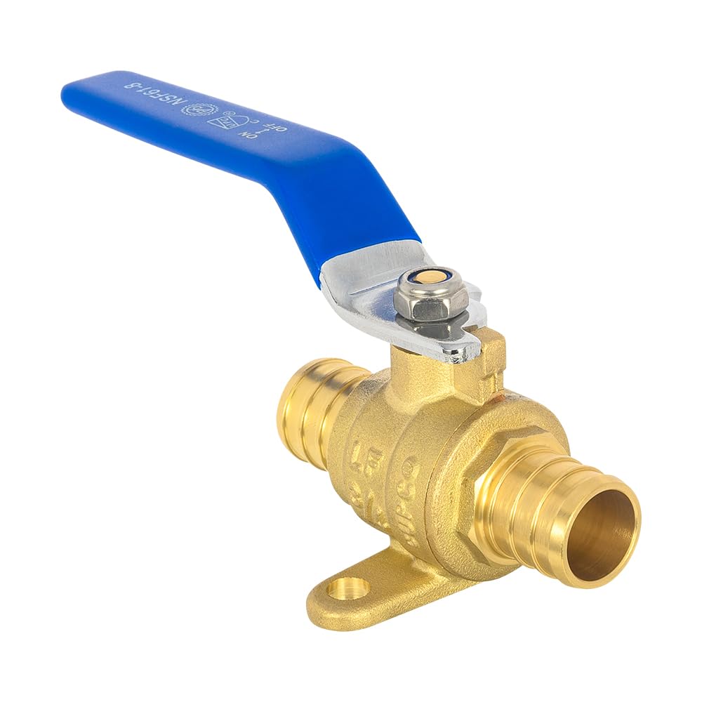 1" PEX Crimp Drop Ear Ball Valve, Blue (Lead Free)