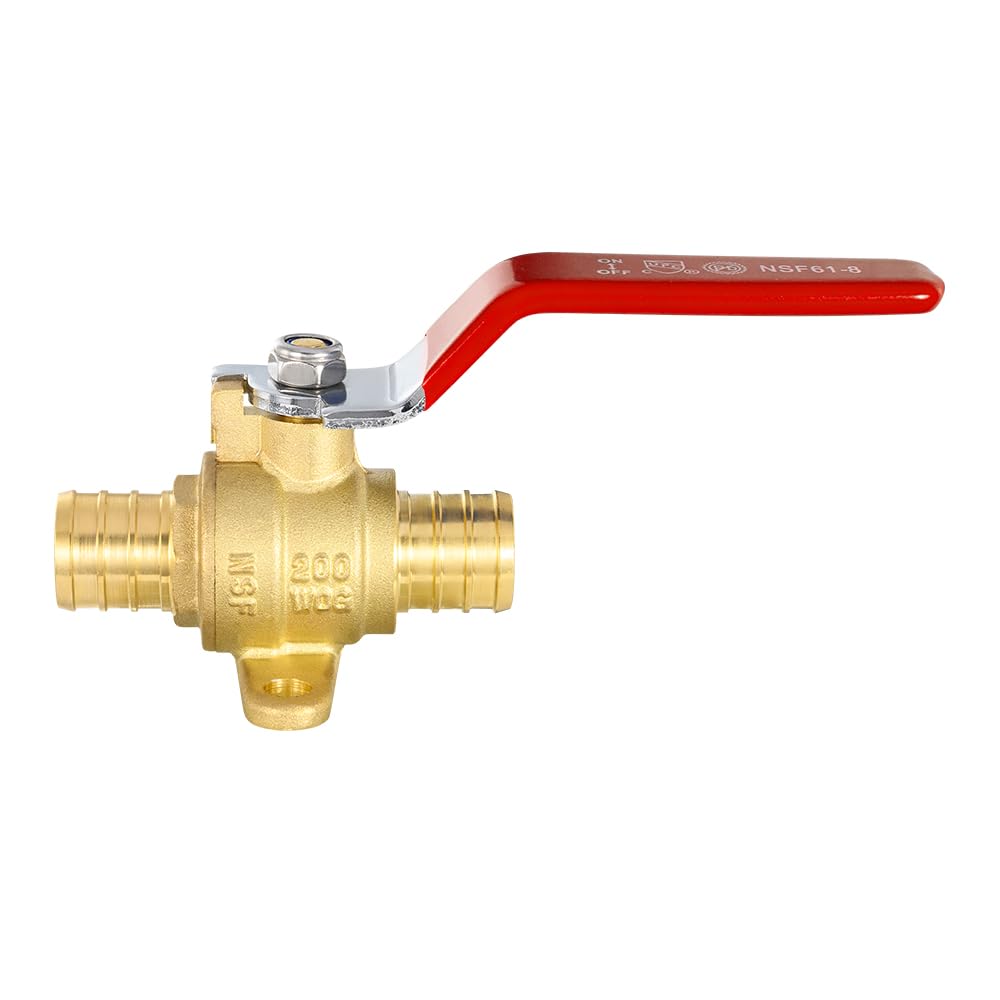 1" PEX Crimp Drop Ear Ball Valve, Red (Lead Free)