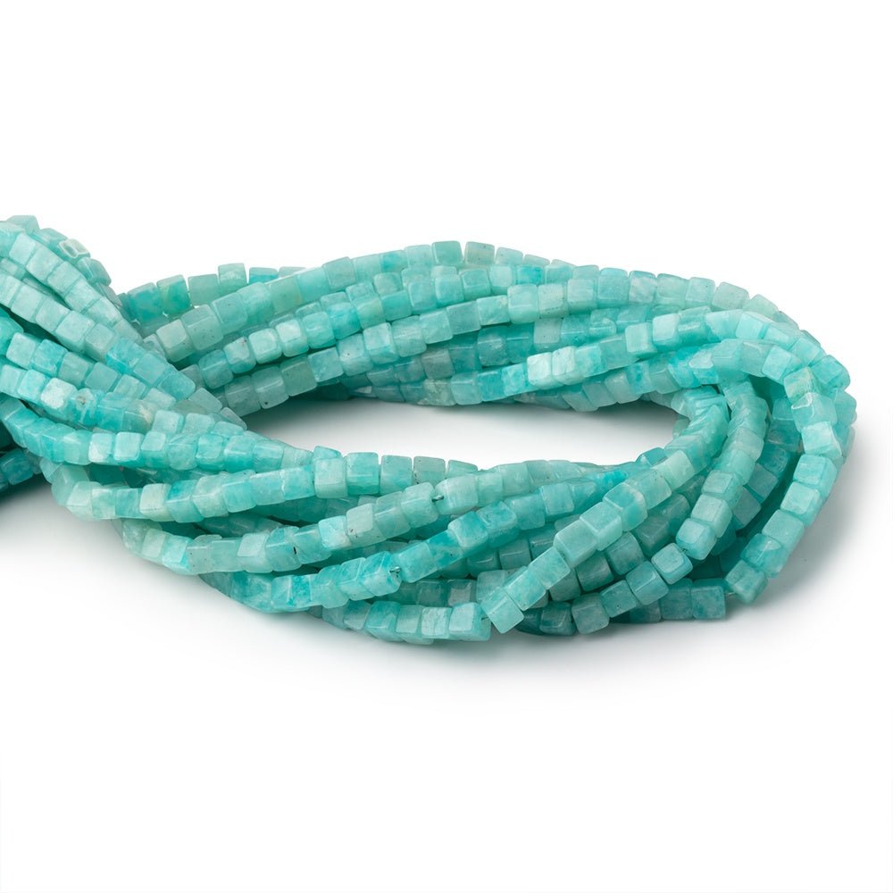 4-4.5mm Amazonite Plain Cube Beads 13.75 inch 78 pieces