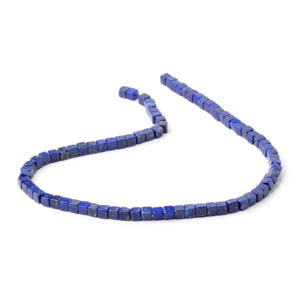 4-4.5mm Lapis Lazuli Plain Cube Beads 14 inch 78 pieces