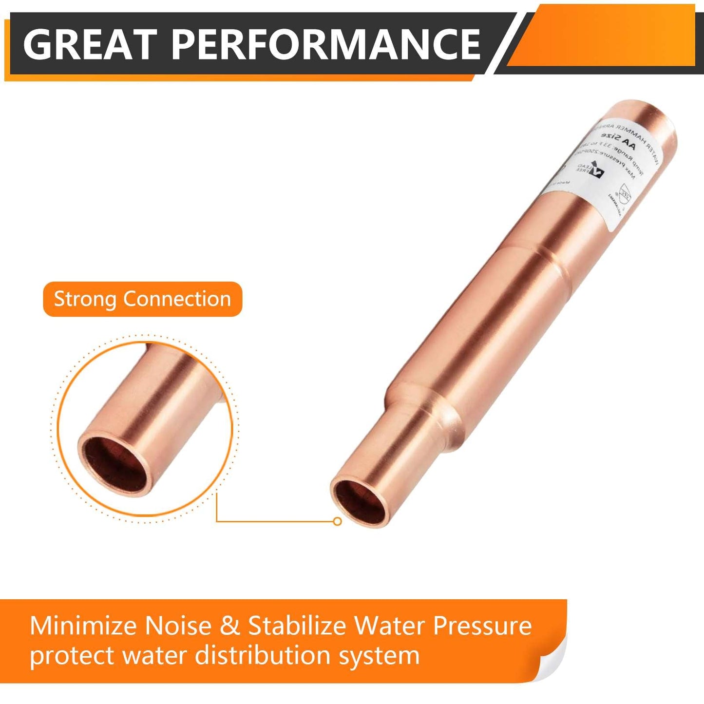 1/2" Male Sweat, Straight Copper Water Hammer Arrestor