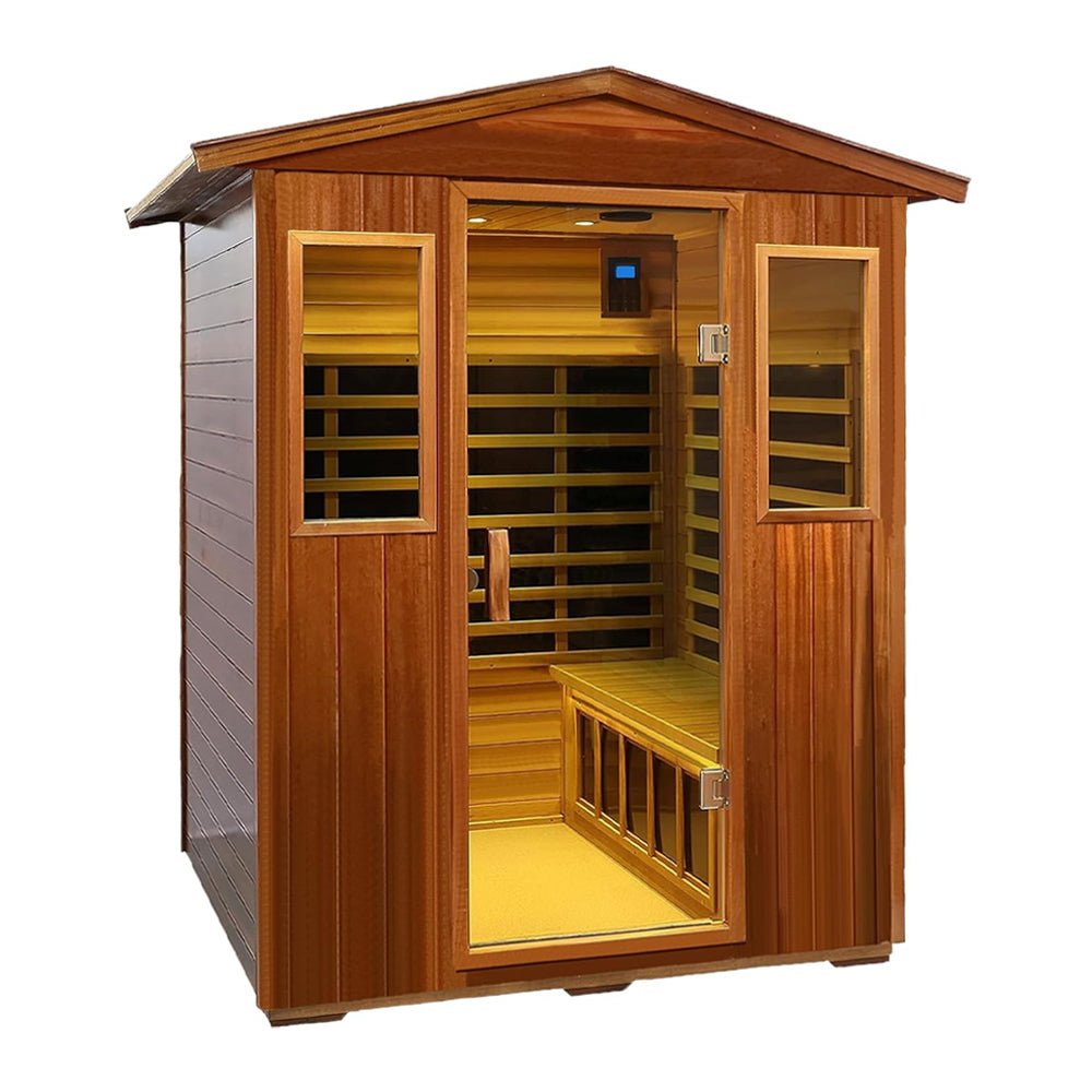 4-Person Luxury Low EMF Outdoor FAR Infrared Home Sauna With Bluetooth Audio, 2050W (SAK15372)