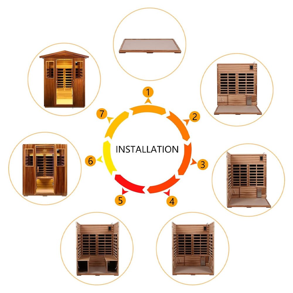 4-Person Luxury Low EMF Outdoor FAR Infrared Home Sauna With Bluetooth Audio, 2050W (SAK15372)