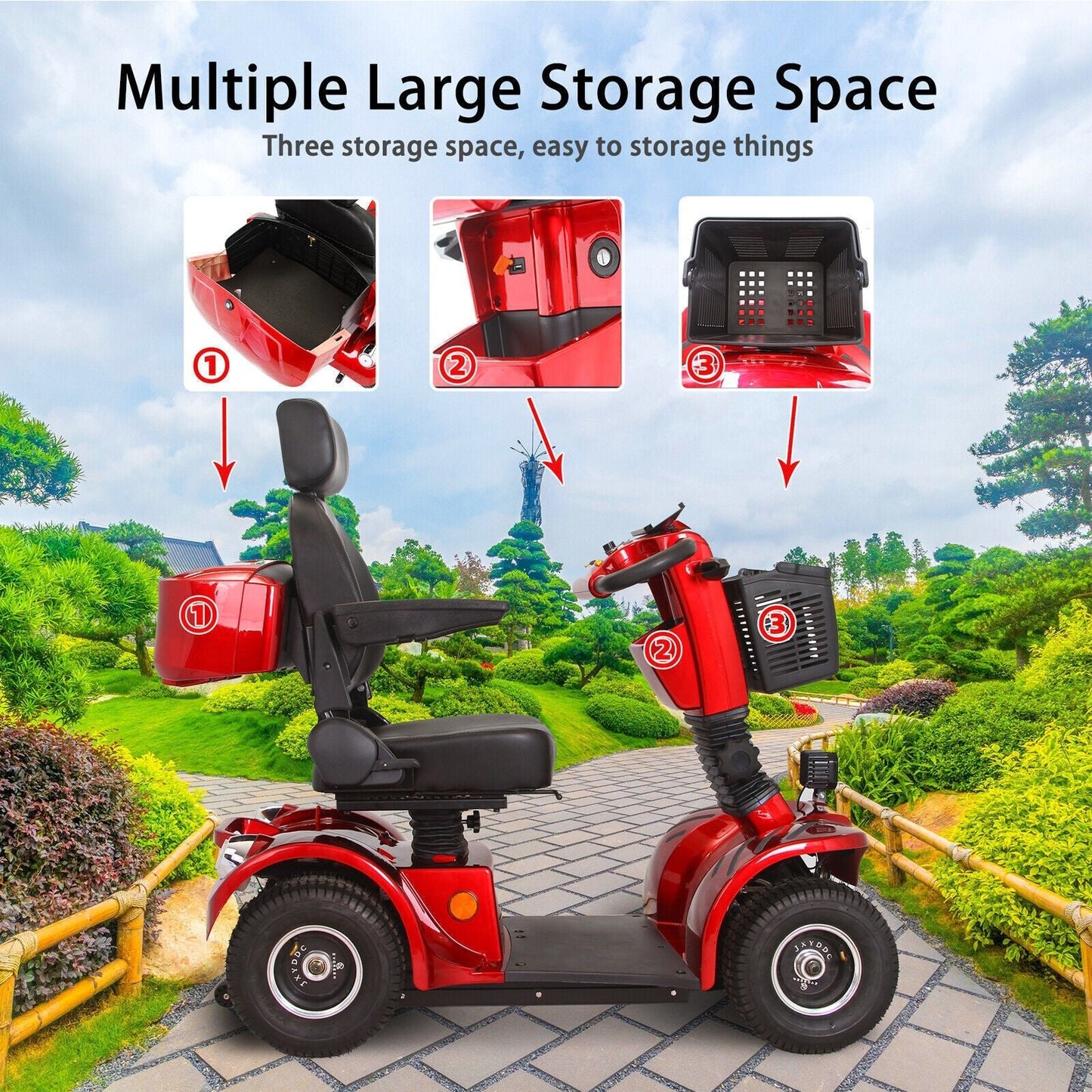 4-Wheel Heavy Duty 48V20AH Electric All-Terrain Mobility Scooter, 500W (SAK93647)