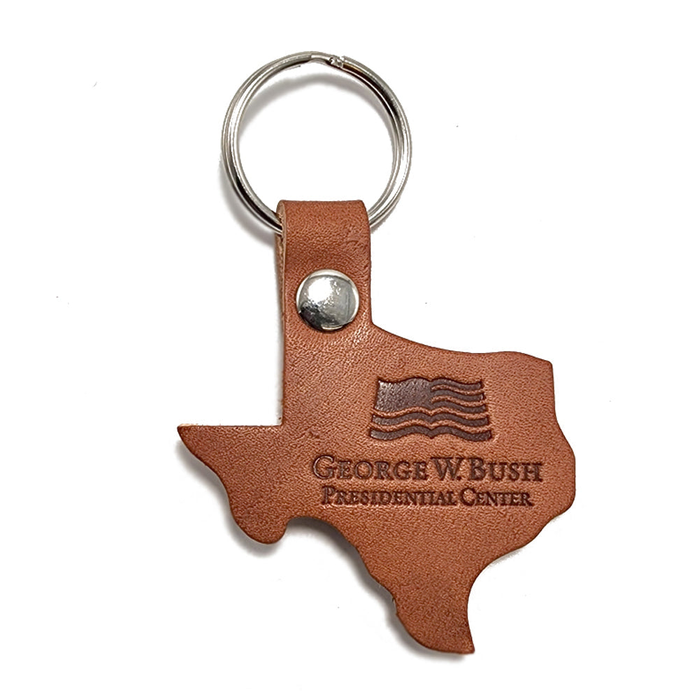 Texas Bush Center Logo Leather Key Chain