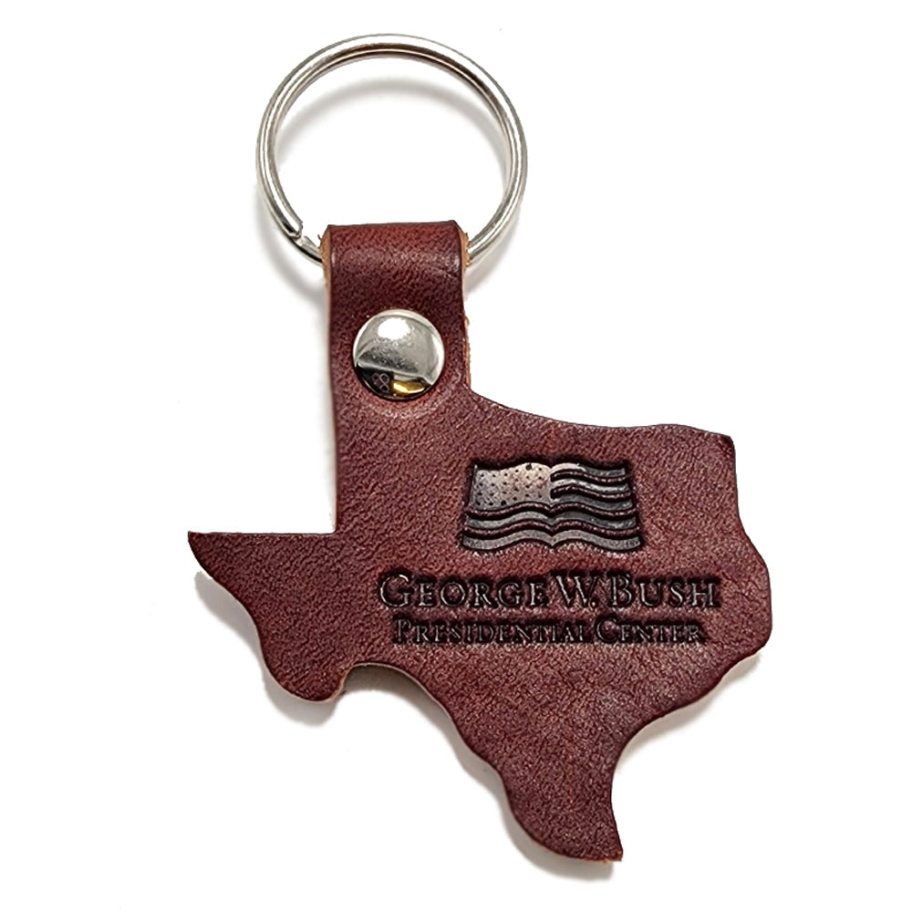 Texas Bush Center Logo Leather Key Chain