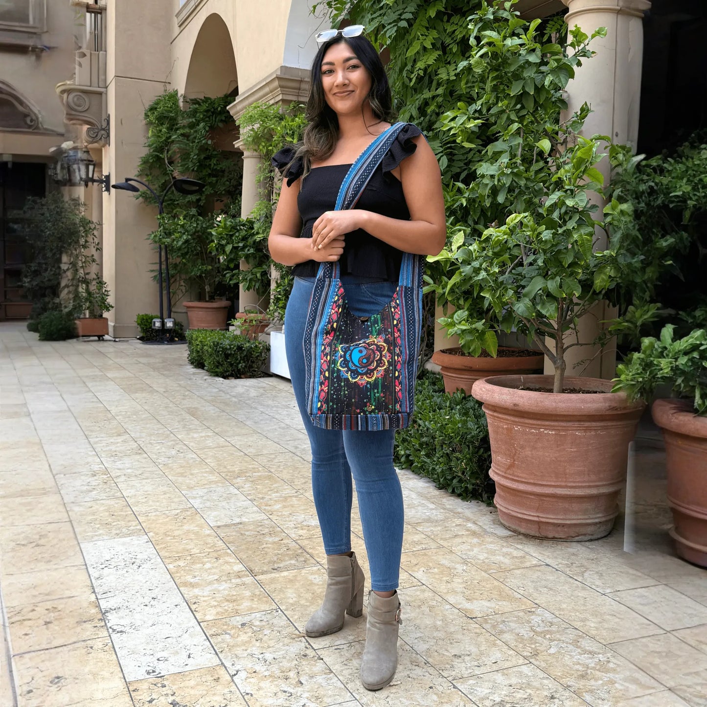 Kathmandu Collection Yin Yang Print Hobo Bag
