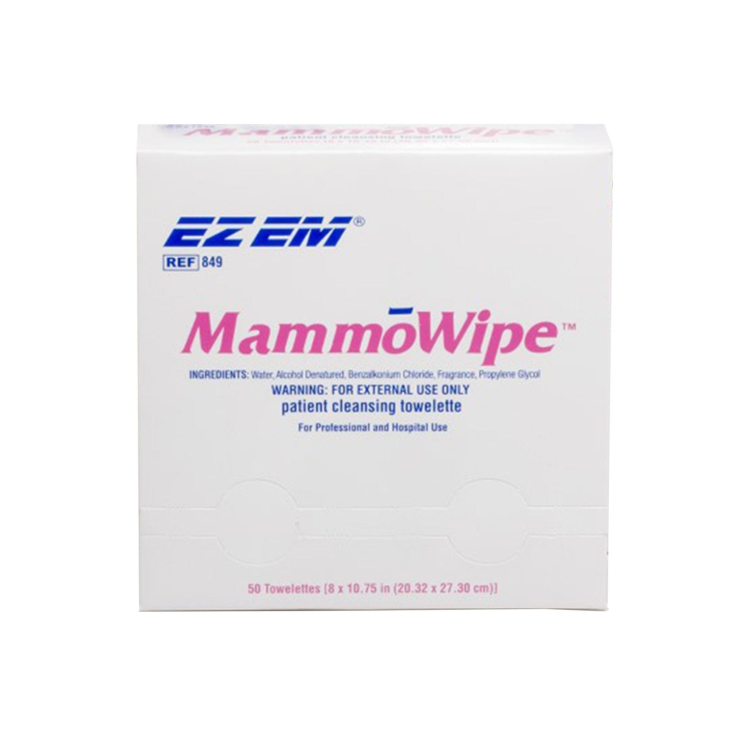 EZ EM Mammography Wipe 5x5in Scented Benzalkonium Chloride Ethyl Alcohol 600103 600103