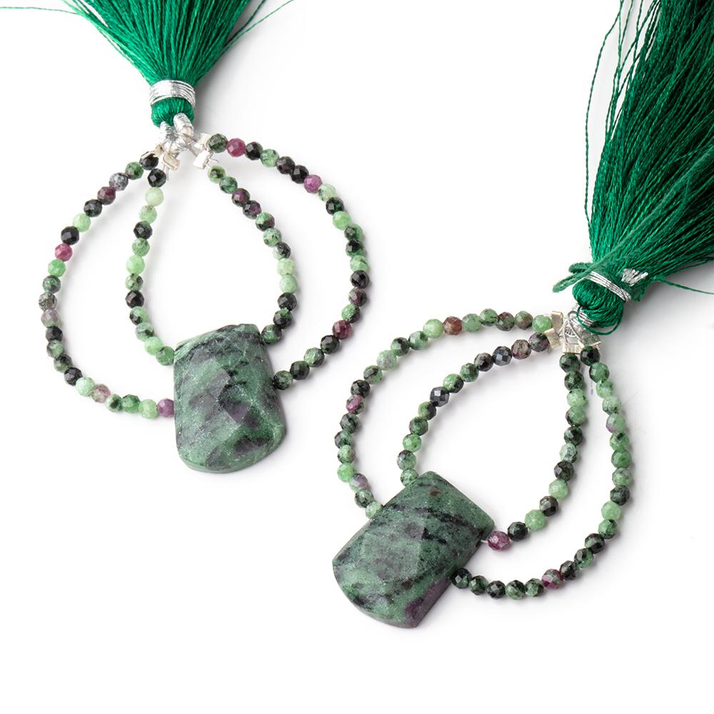 40x30mm Ruby in Zoisite Fancy Focal Beads Sold as a Set of 2
