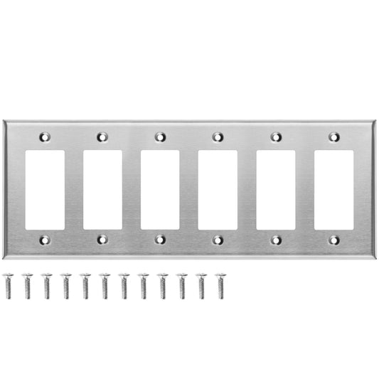 6 Gang Stainless Steel Decora Switch Wall Plate Cover