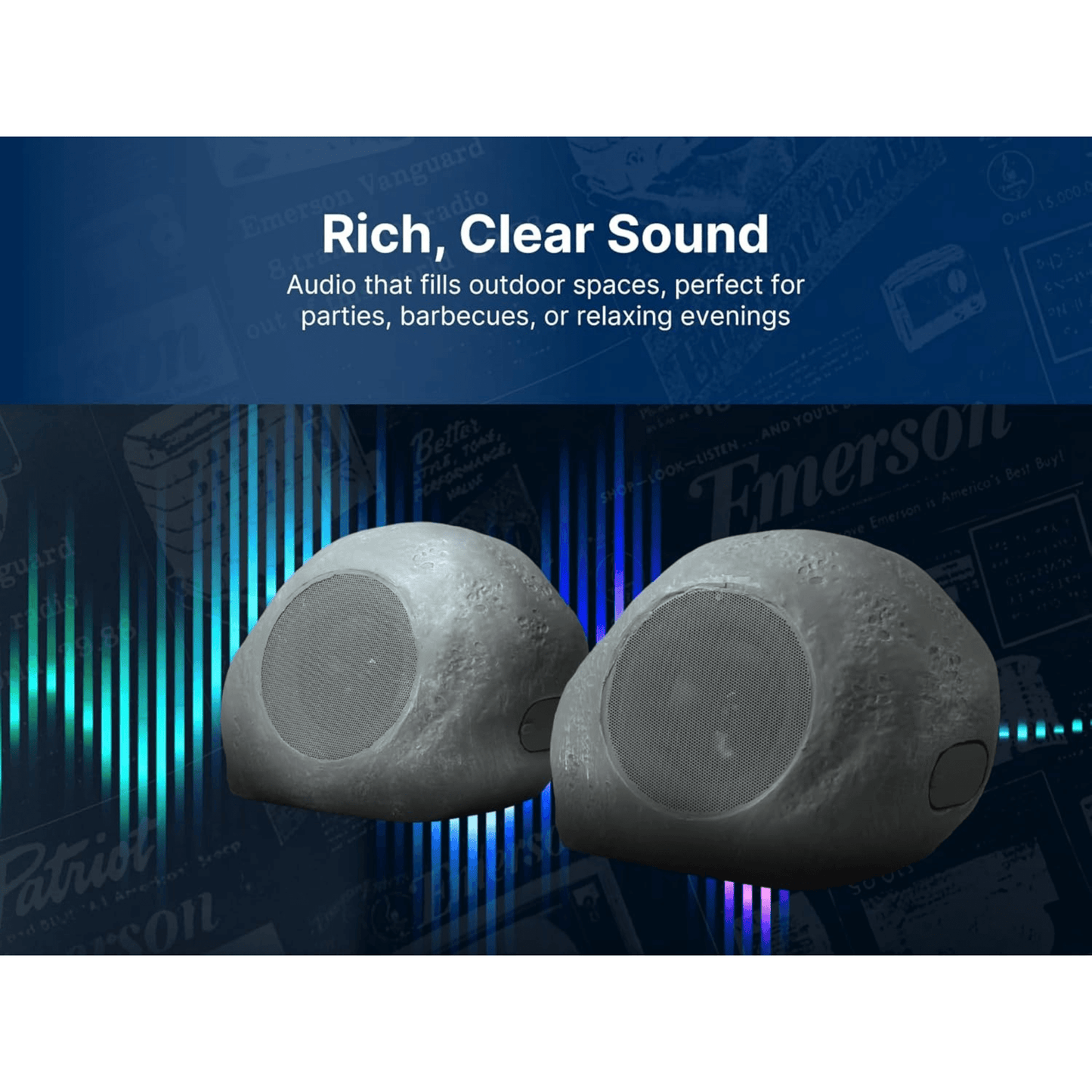 Emerson 1-Pair Mini Pebbles Duo Bluetooth Speakers with TWS
